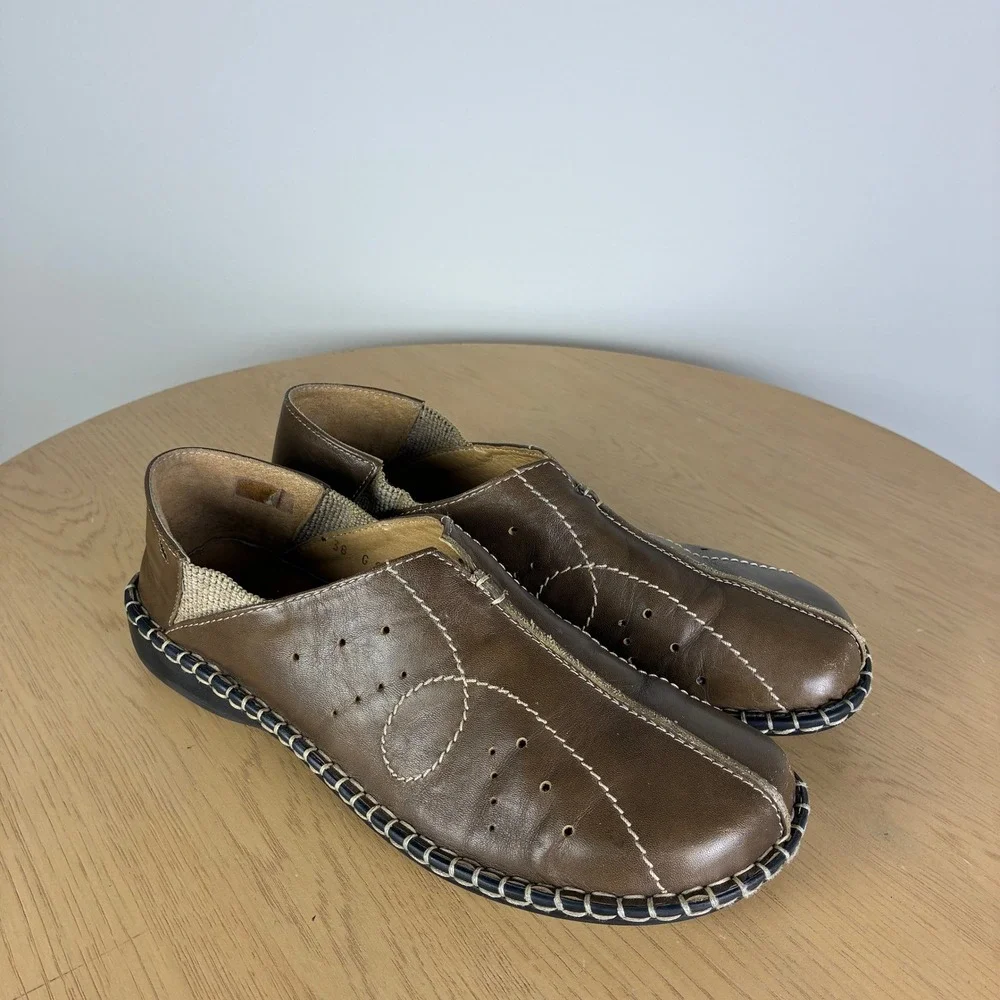 Josef Seibel Brown Slip On Loafer Contrast Stitch Flats Women's EU 38 US 7.5